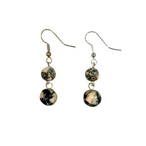 Elegant Black and Cream Dangle Earrings